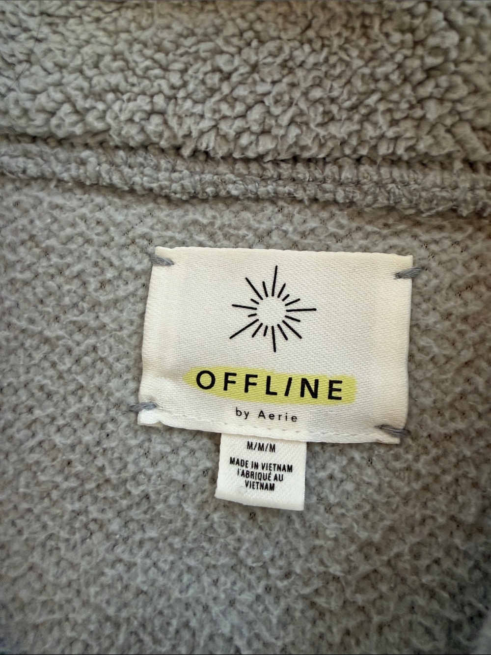 aerie Light Green Sherpa Half-Zip Pullover with Olive Green Accents - Picture 2 of 4